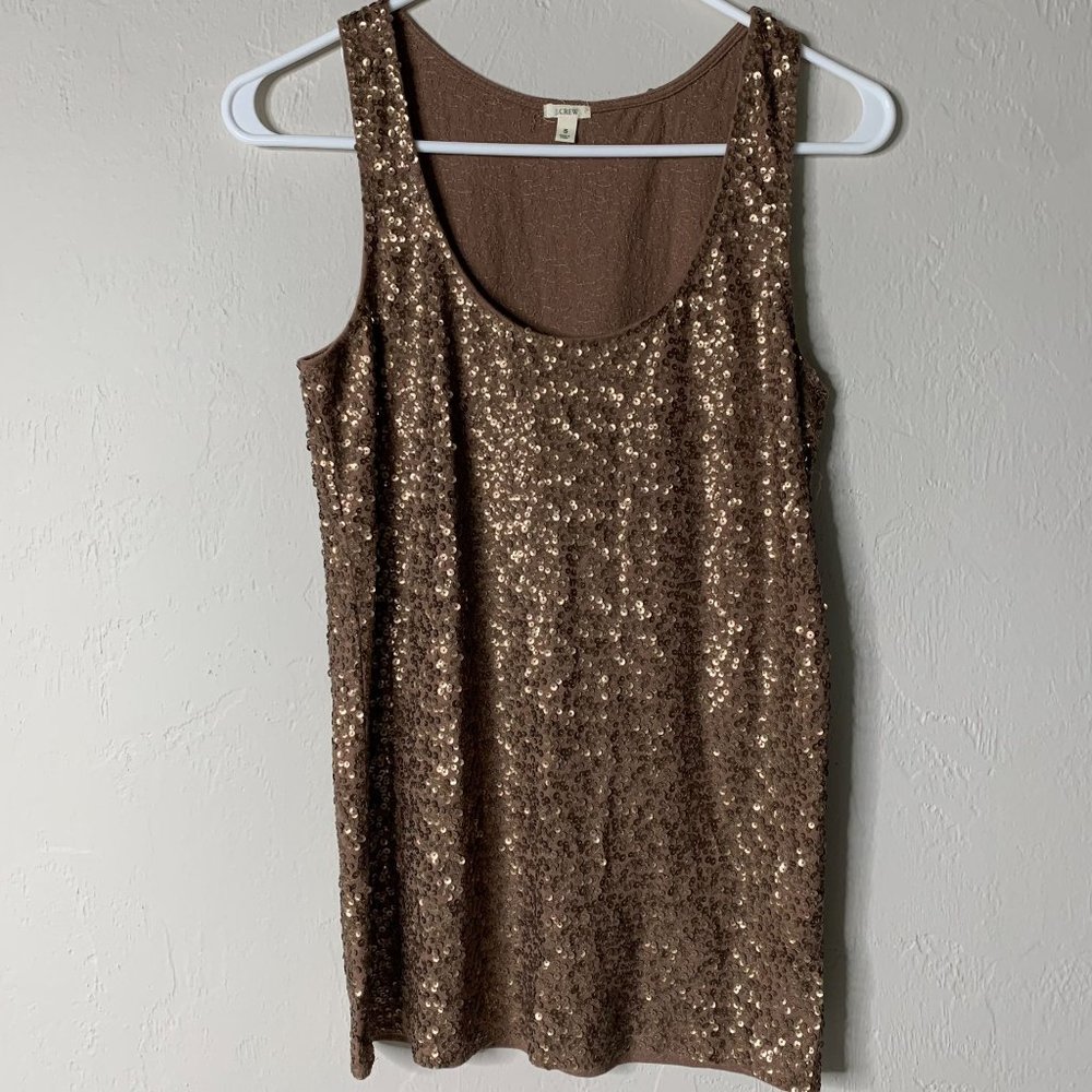 J Crew Copper Sequin Tank Top Women's Size Small Cotton Linen